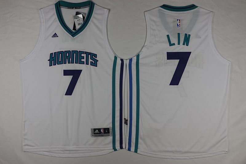 Men Charlotte Hornets #7 Lin White Throwback Stitched NBA Jersey